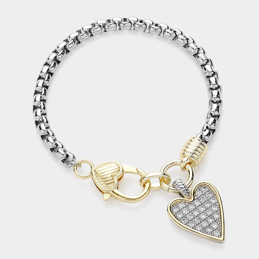 14k Gold Plated Heart Charm Bracelet
