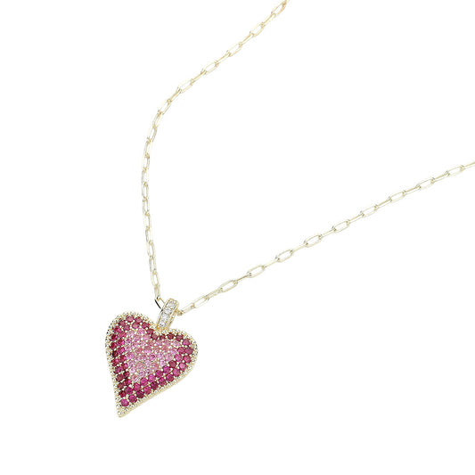 14k Pink Heart Pendant Necklace