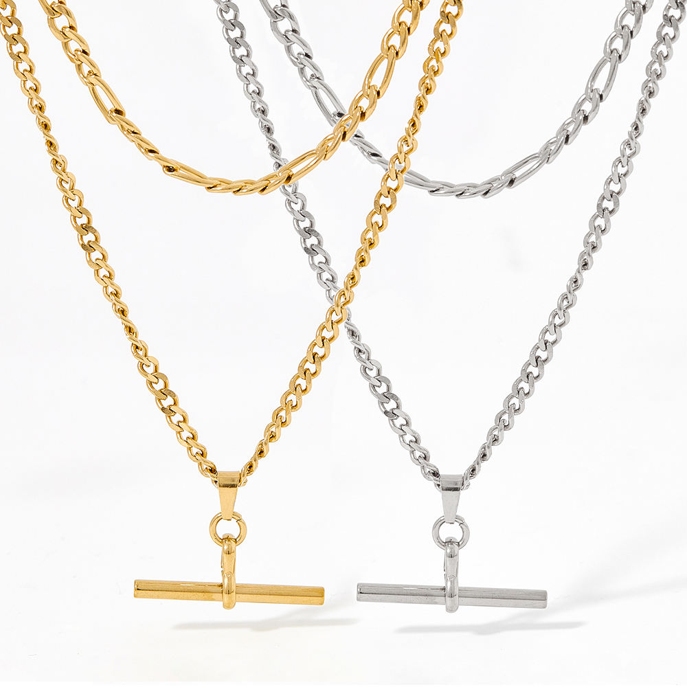 14k Double Layered T Pendant Necklace