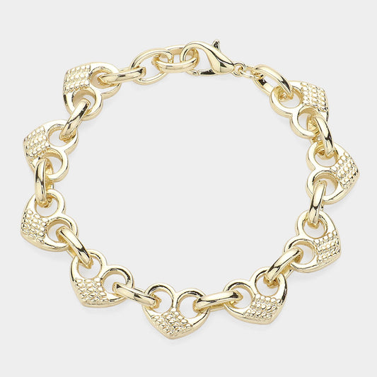 14k Puffed Heart Bracelet